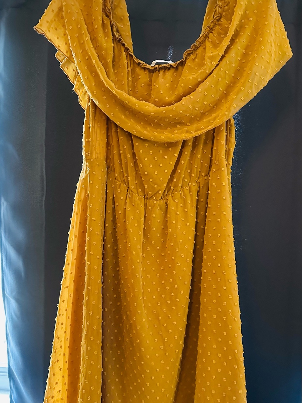 Yellow Ruffle Swiss Dot Dress - Picture 2 of 4